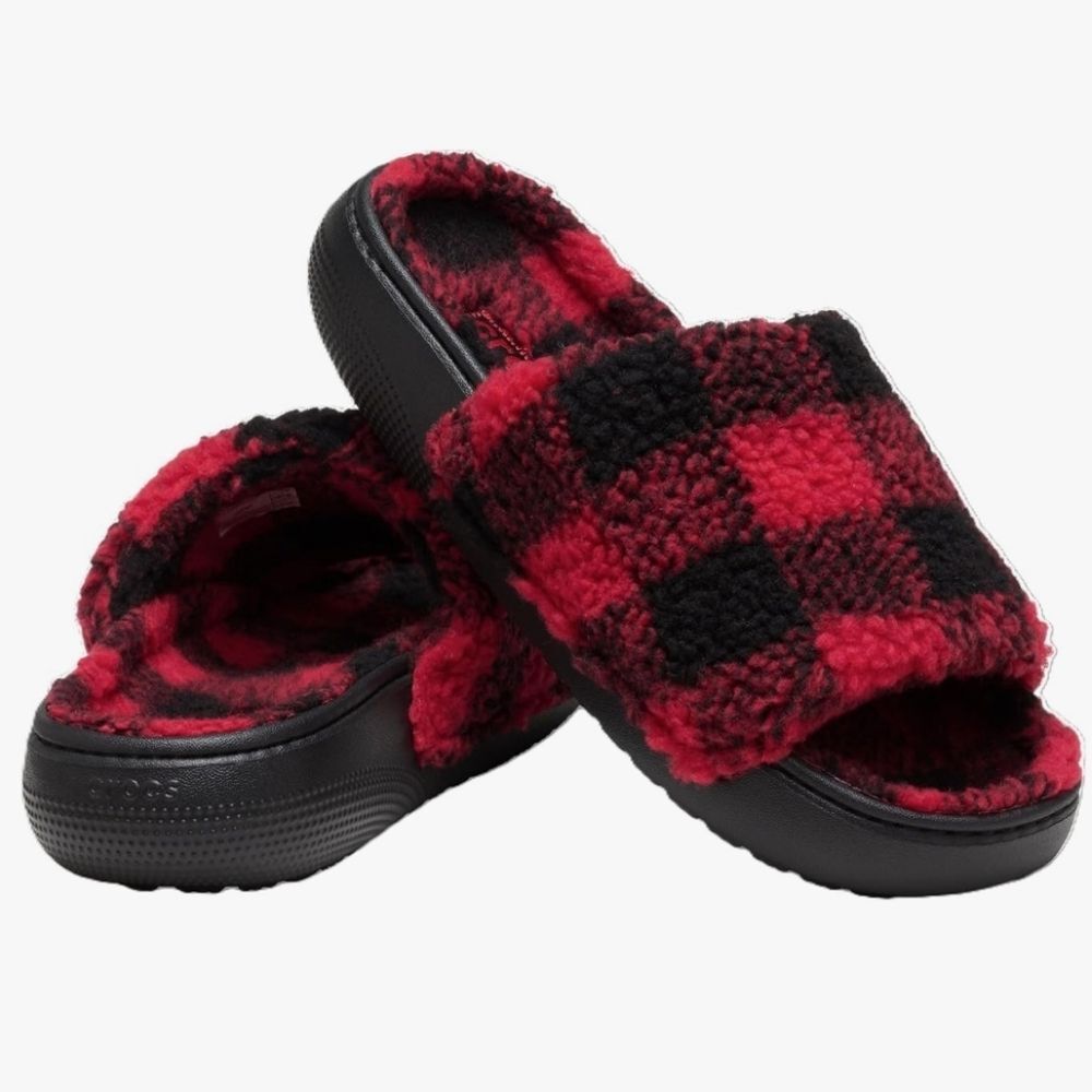 Crocs Classic Cozzzy Buffalo Check Sandal Slippers